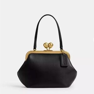 Coach Black Leather bag with Gold Chain